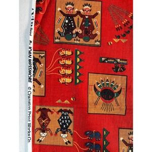 Fabric - VTG 80s Joan Messmore Cranston Kachina Indigenous Symbols 44" L x 44" W